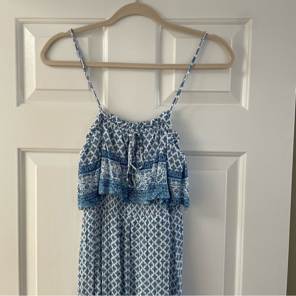 Lulus Blue Patterned Ruffle Maxi Dress - Picture 7 of 9